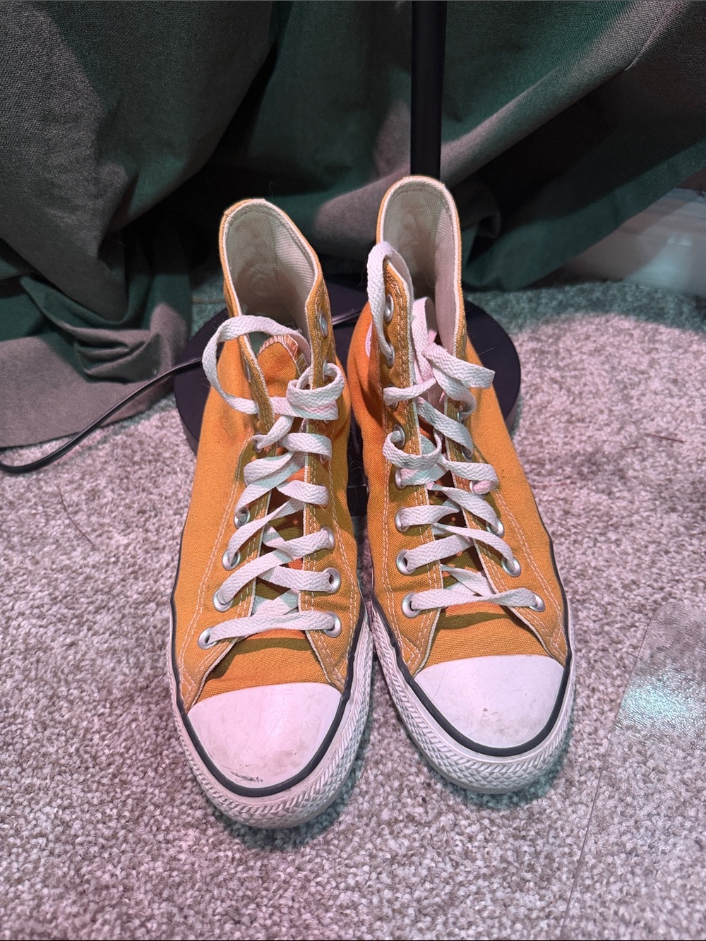 Converse High Top Sneakers in Mustard Yellow and White